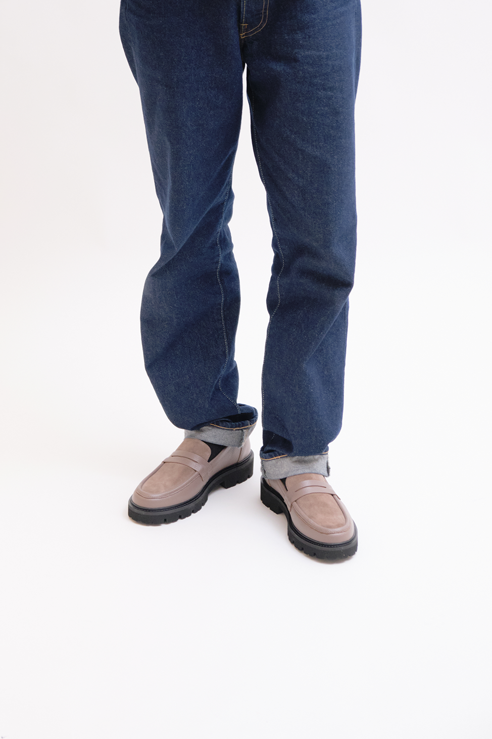 Lightweight Chunky Loafer | Dark Taupe Grained / Dark Taupe Suede