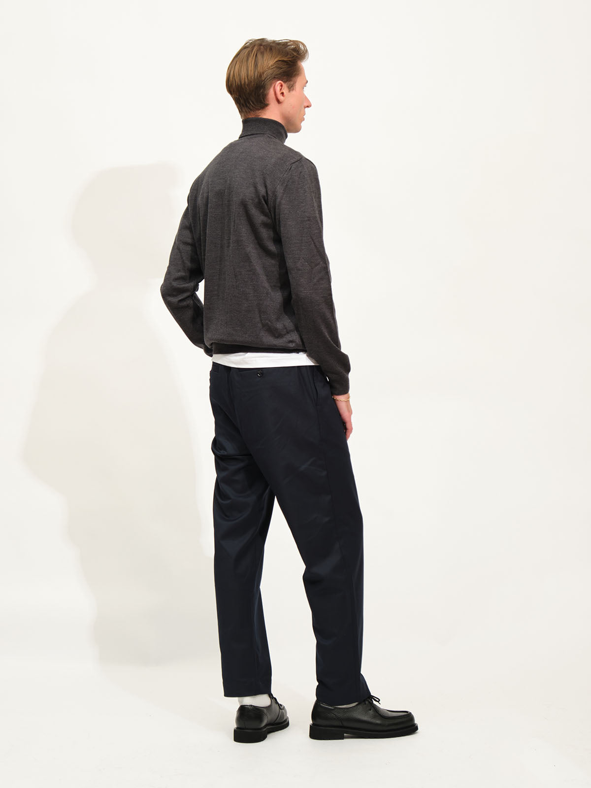 Extrafine Merino Roll Neck Knit | Dark Grey