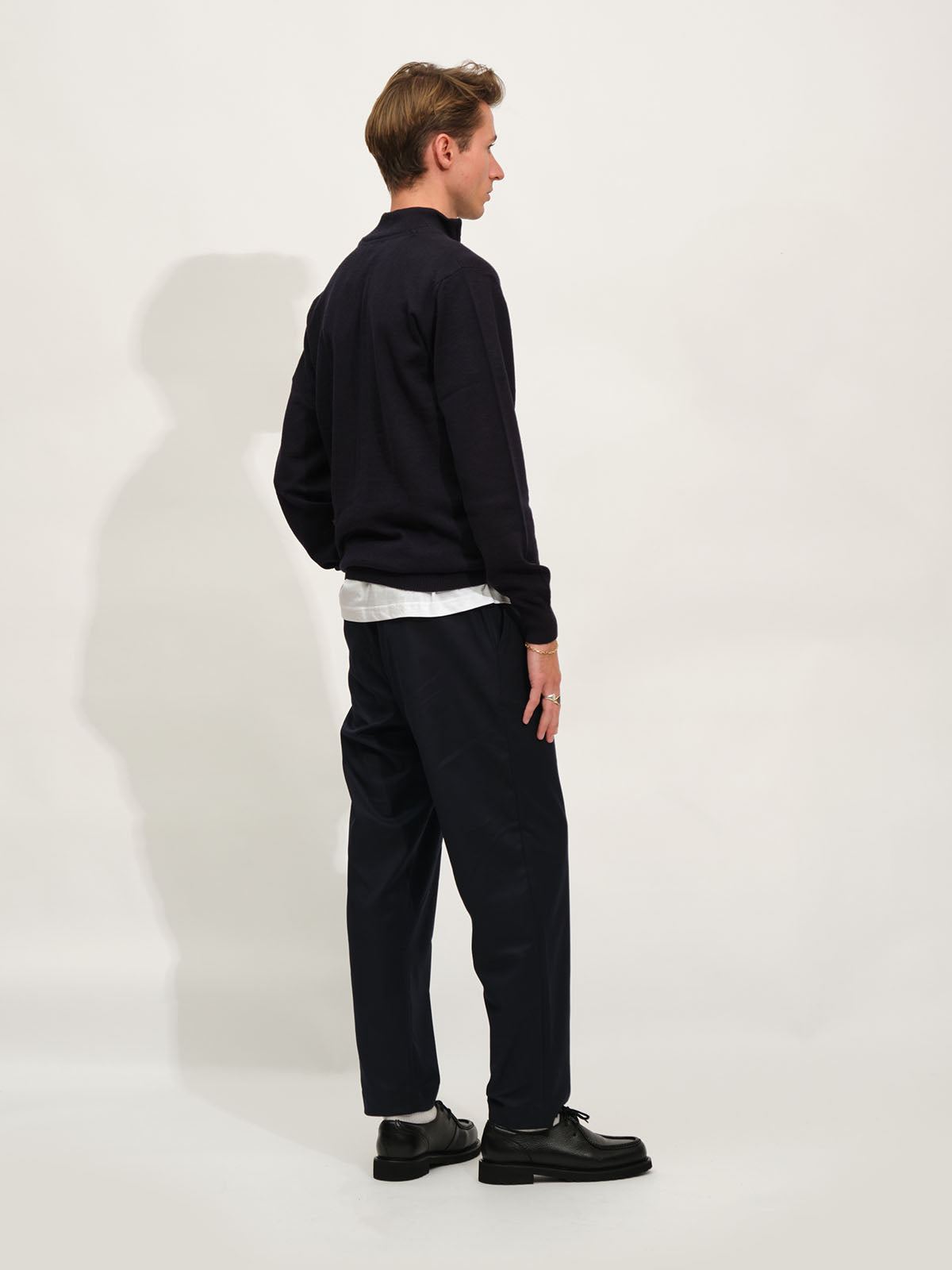 Extrafine Merino Half Zip Knit | Dark Navy