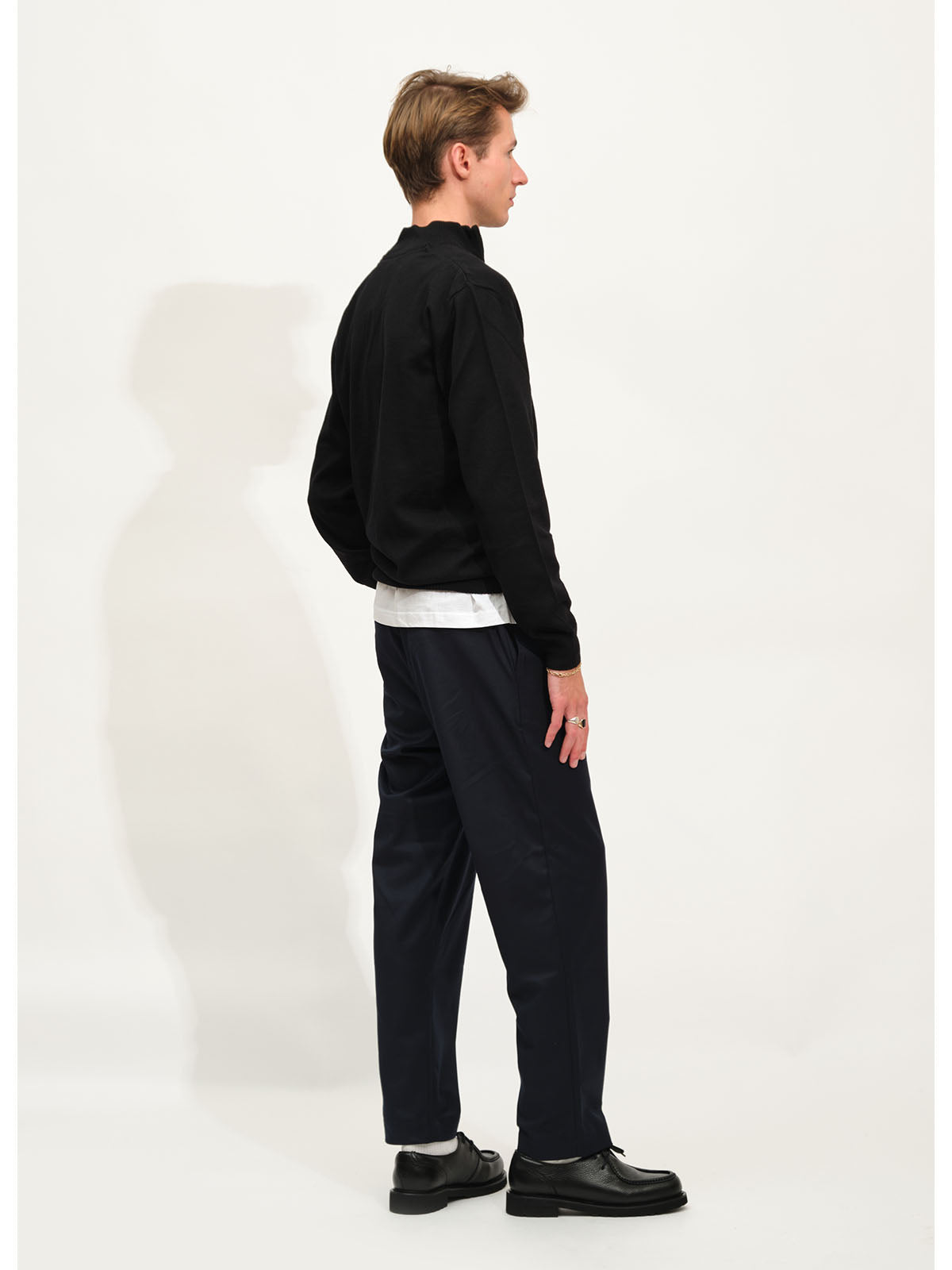Extrafine Merino Half Zip Knit | Black