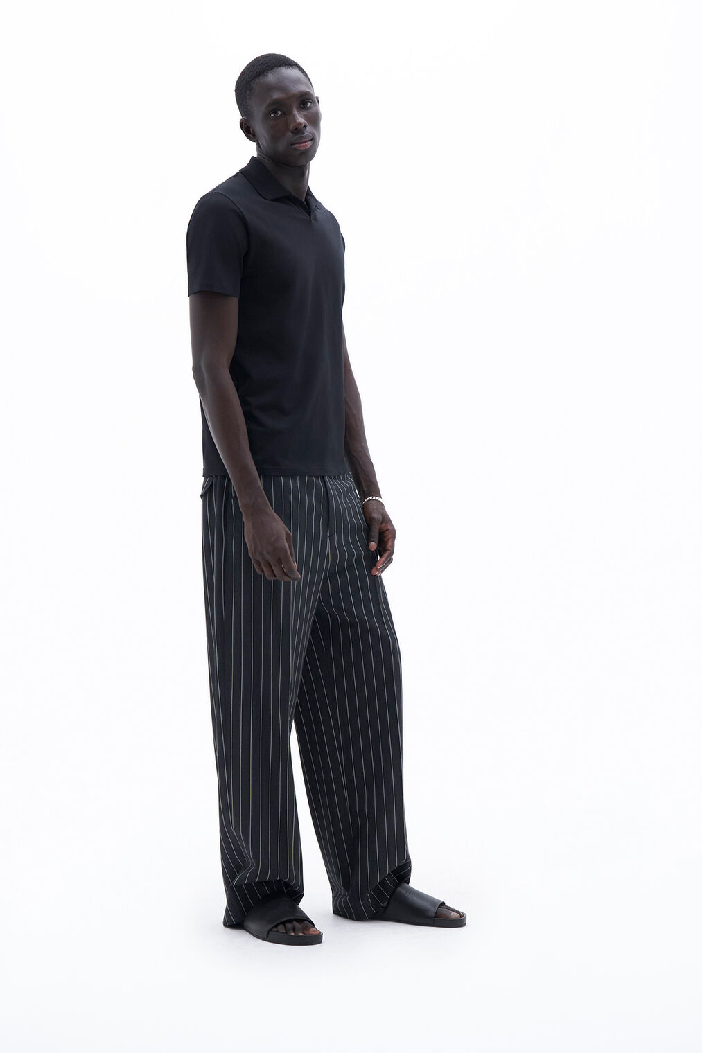 Stretch Cotton Polo T-shirt | Black