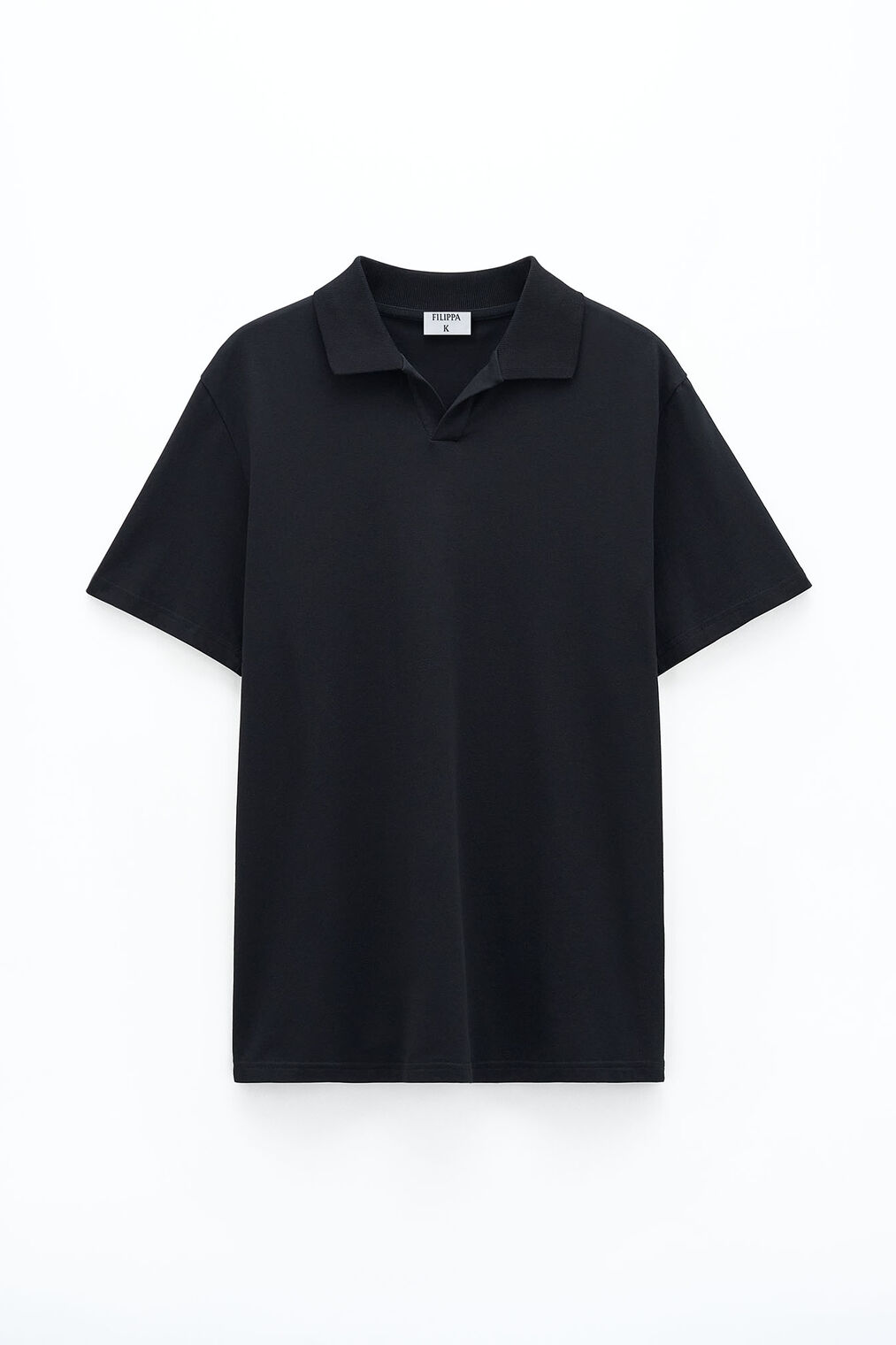 Stretch Cotton Polo T-shirt | Black