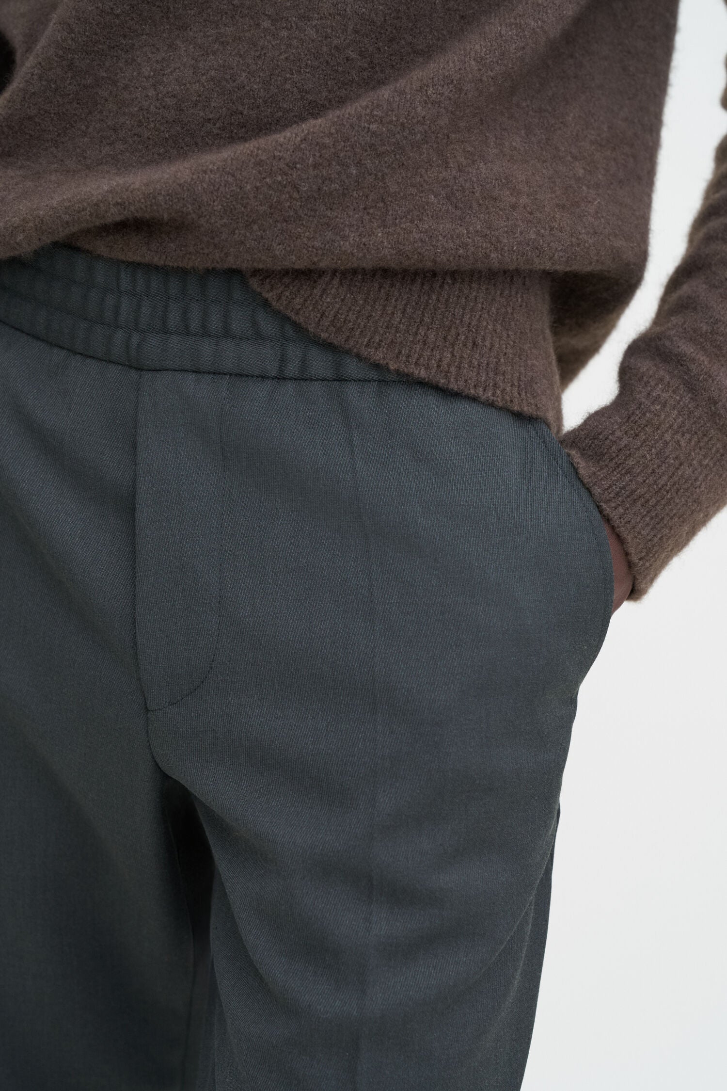 Terry Cropped Trousers | Green Melange