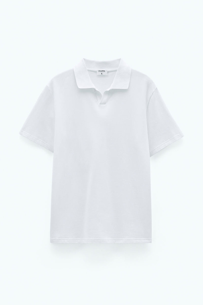 Stretch Cotton Polo T-Shirt | White