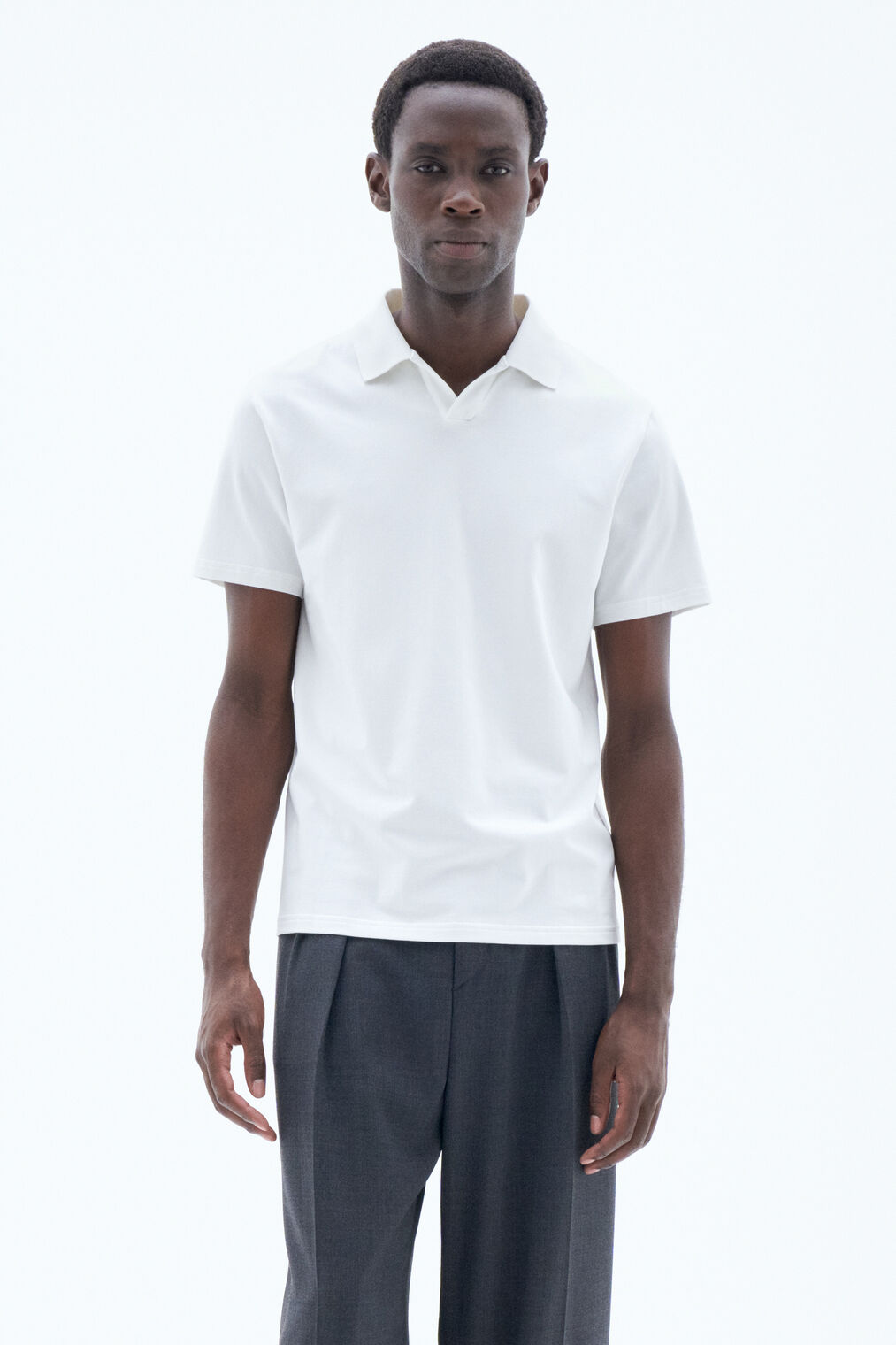 Stretch Cotton Polo T-Shirt | White