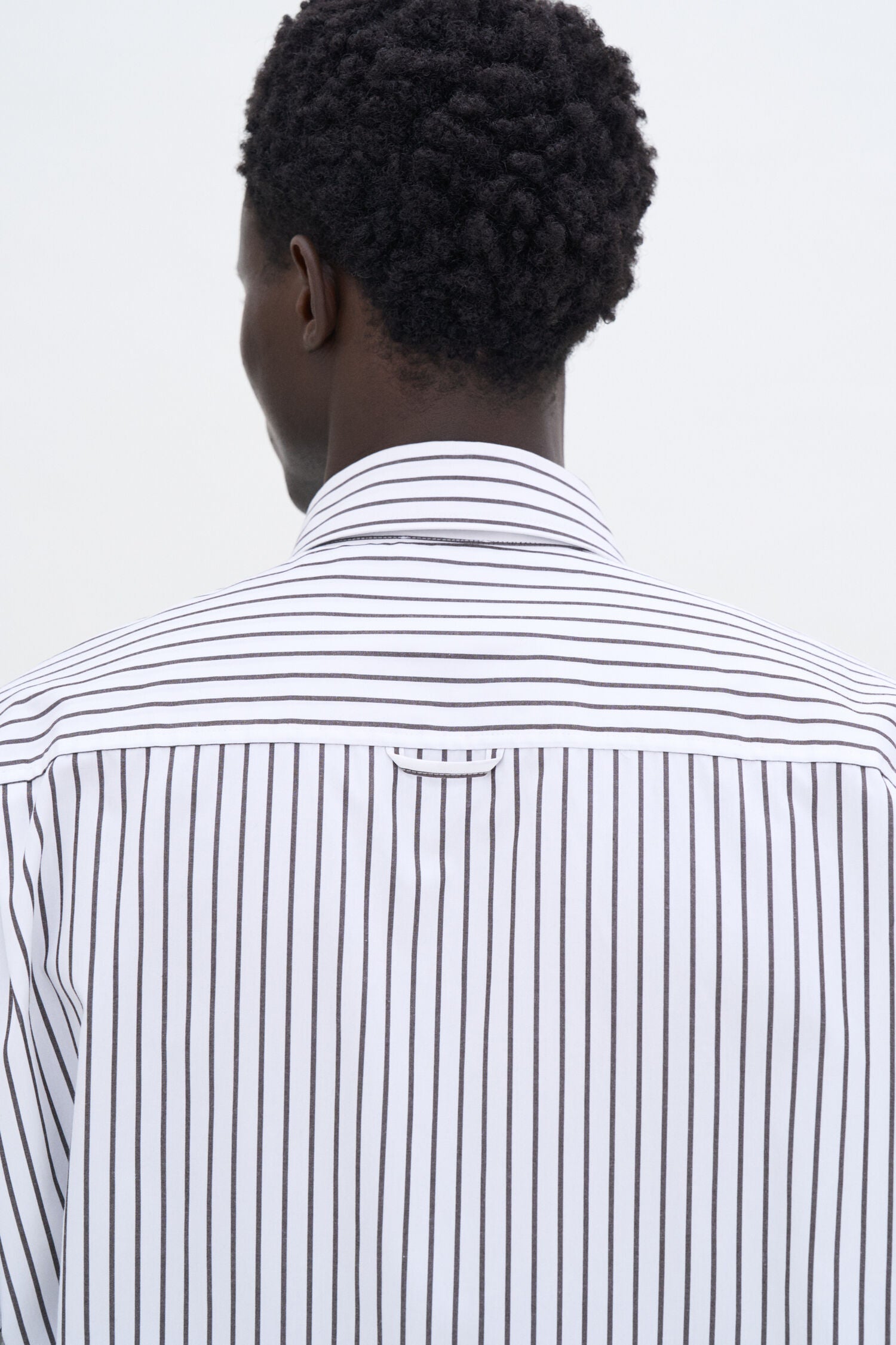 Striped Cotton Poplin Shirt | Coffee/White