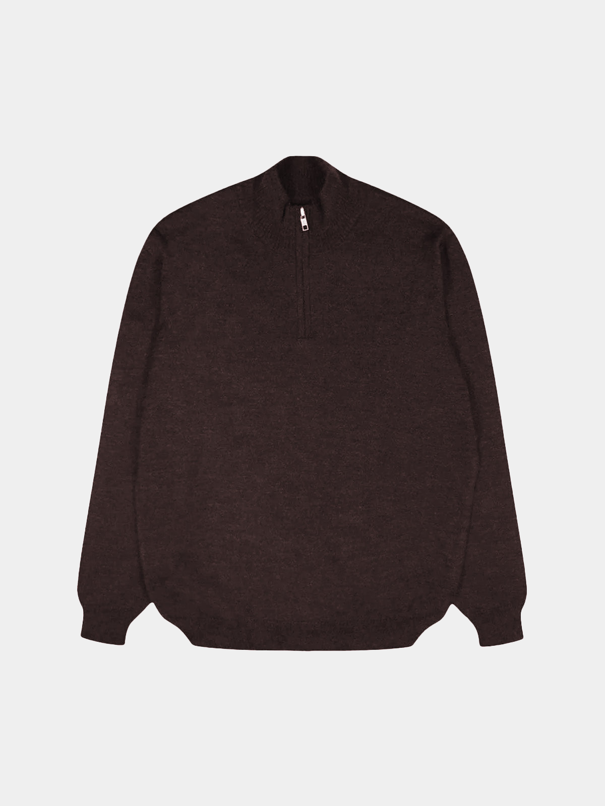 Extrafine Merino Half Zip Knit | Brown
