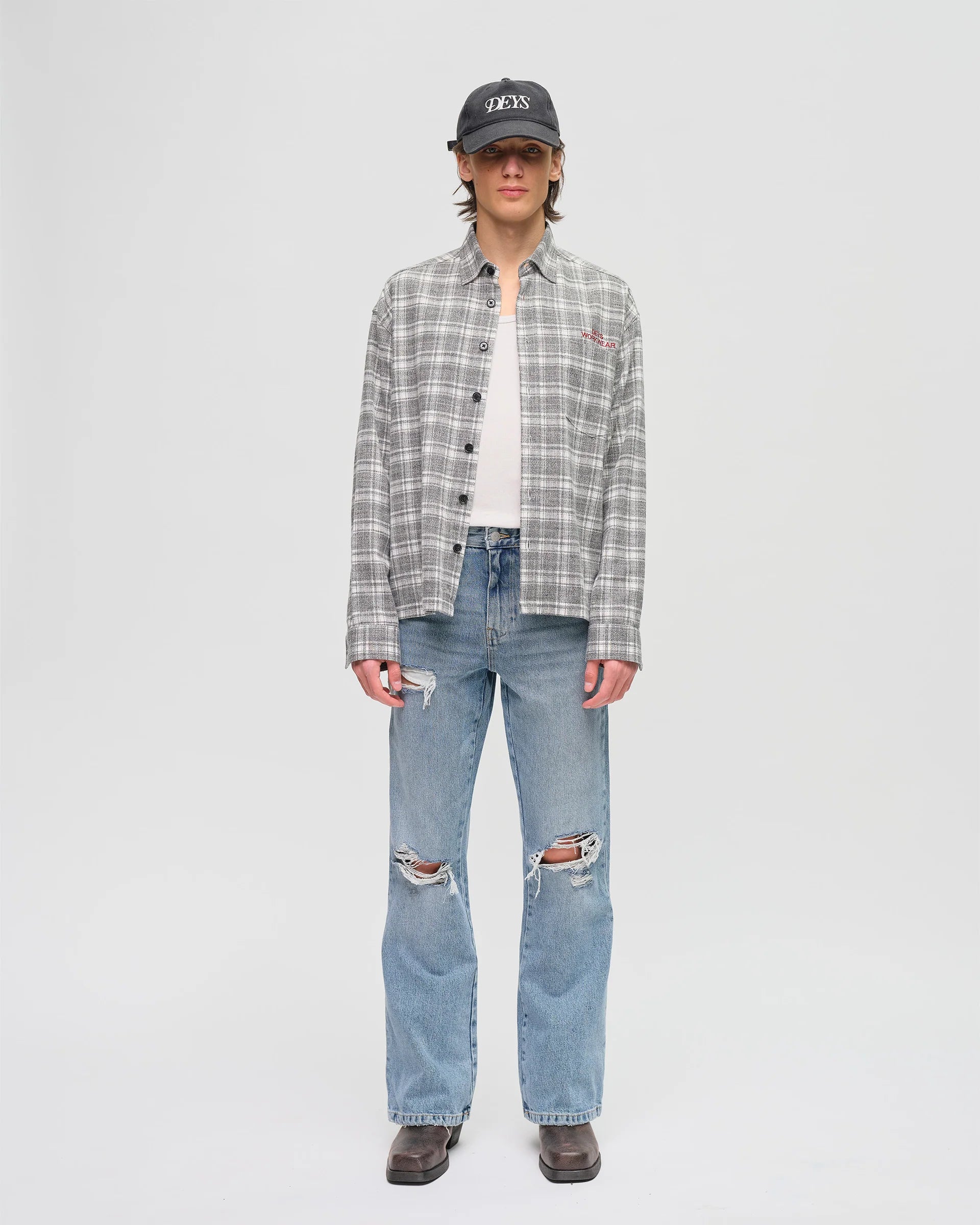 Bellflower Spring Flannel - Charcoal Check