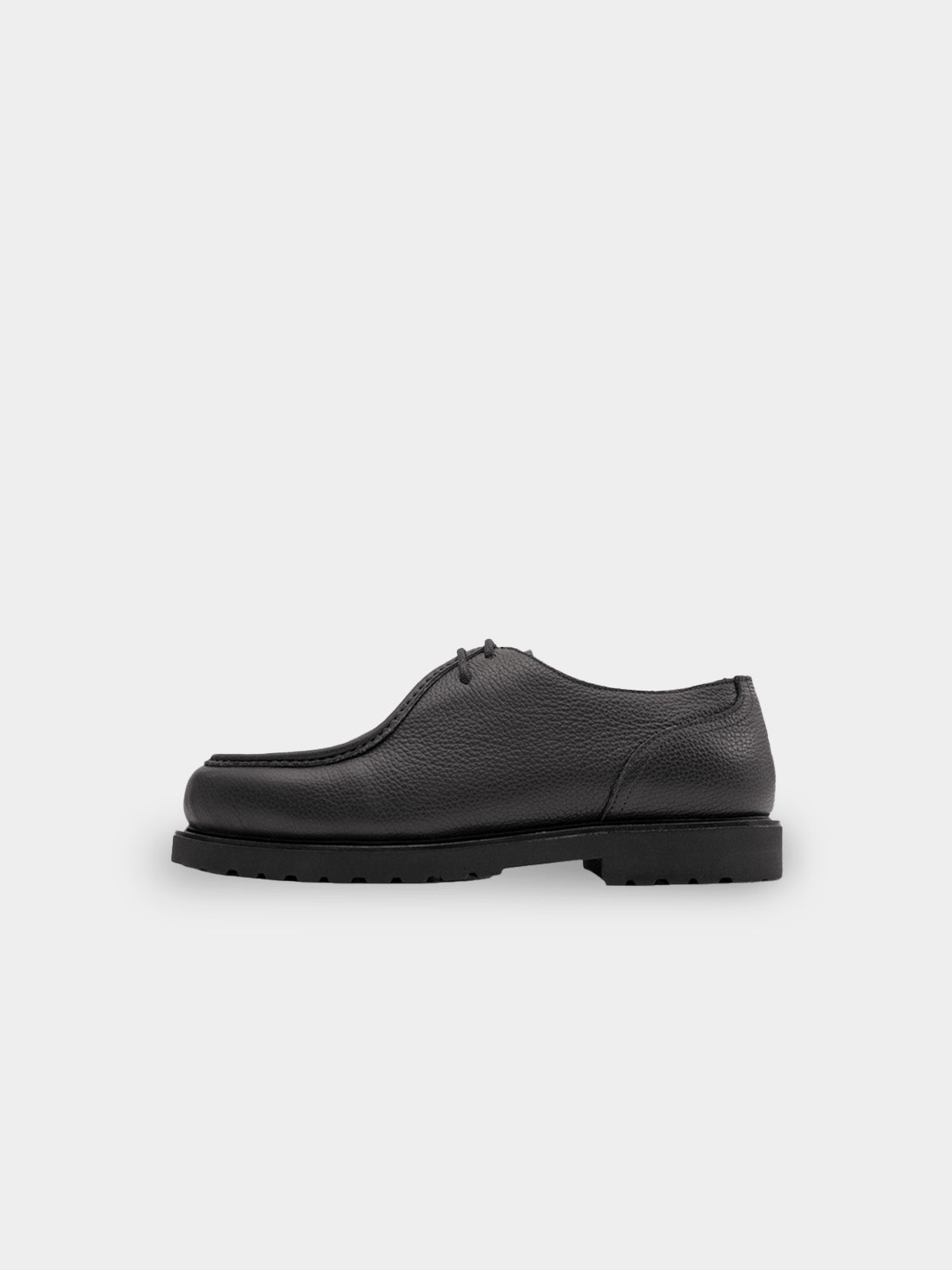 Lightweight Deck Shoe | Black Grained Leather