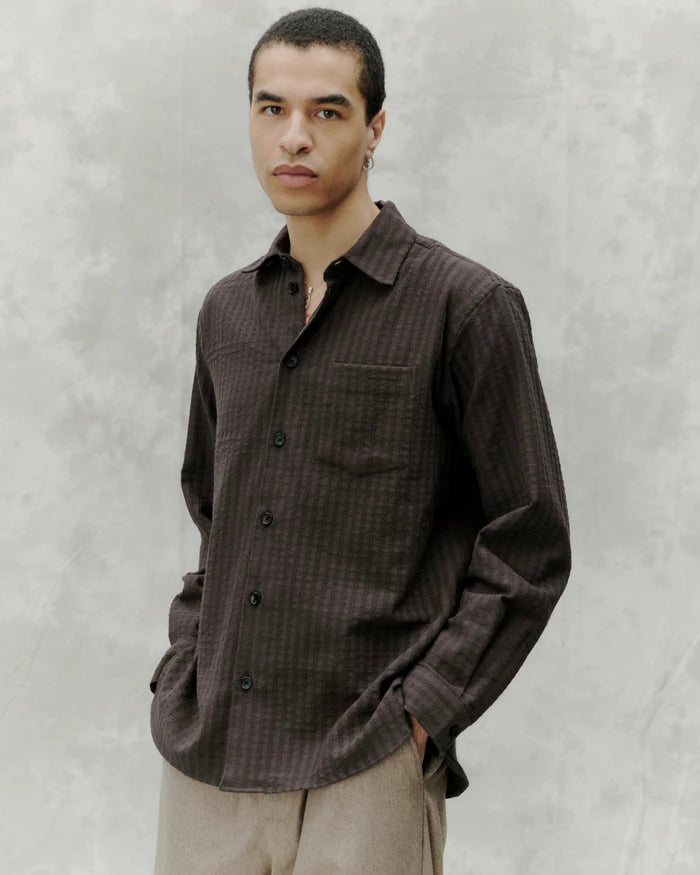 Record Seersucker Shirt | Chocolate