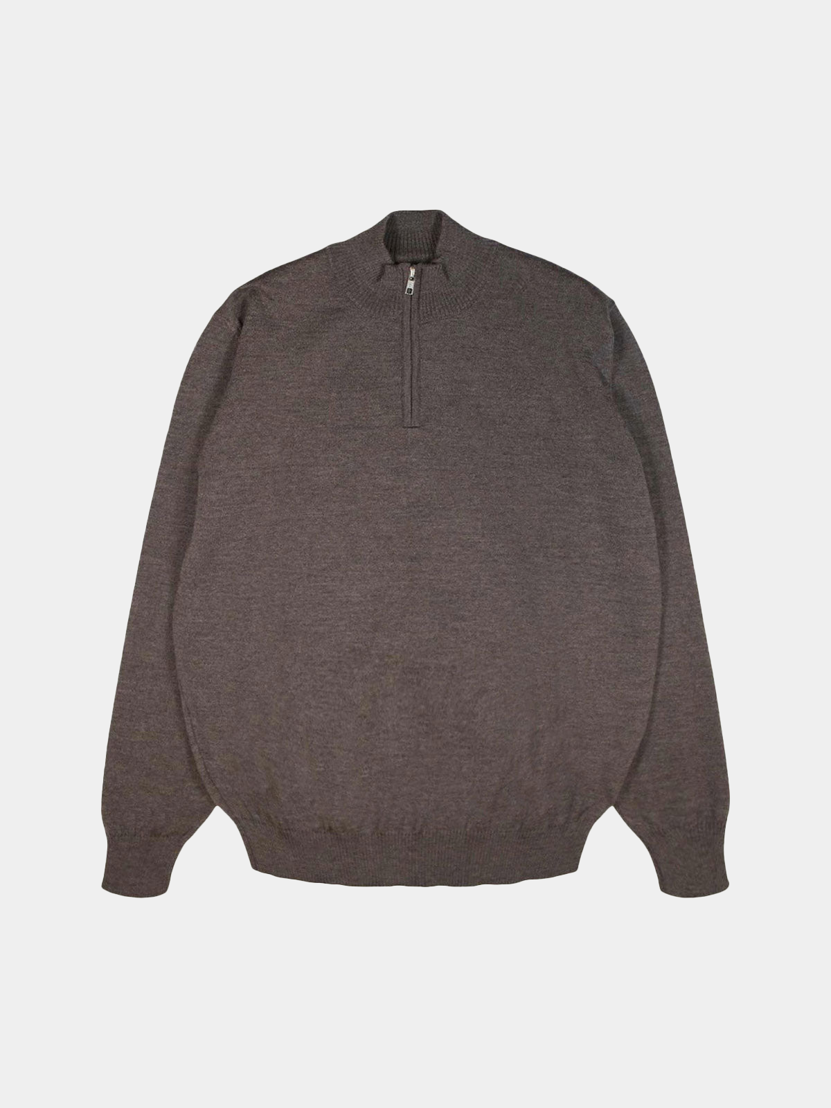 Extrafine Merino Half Zip Knit | Taupe