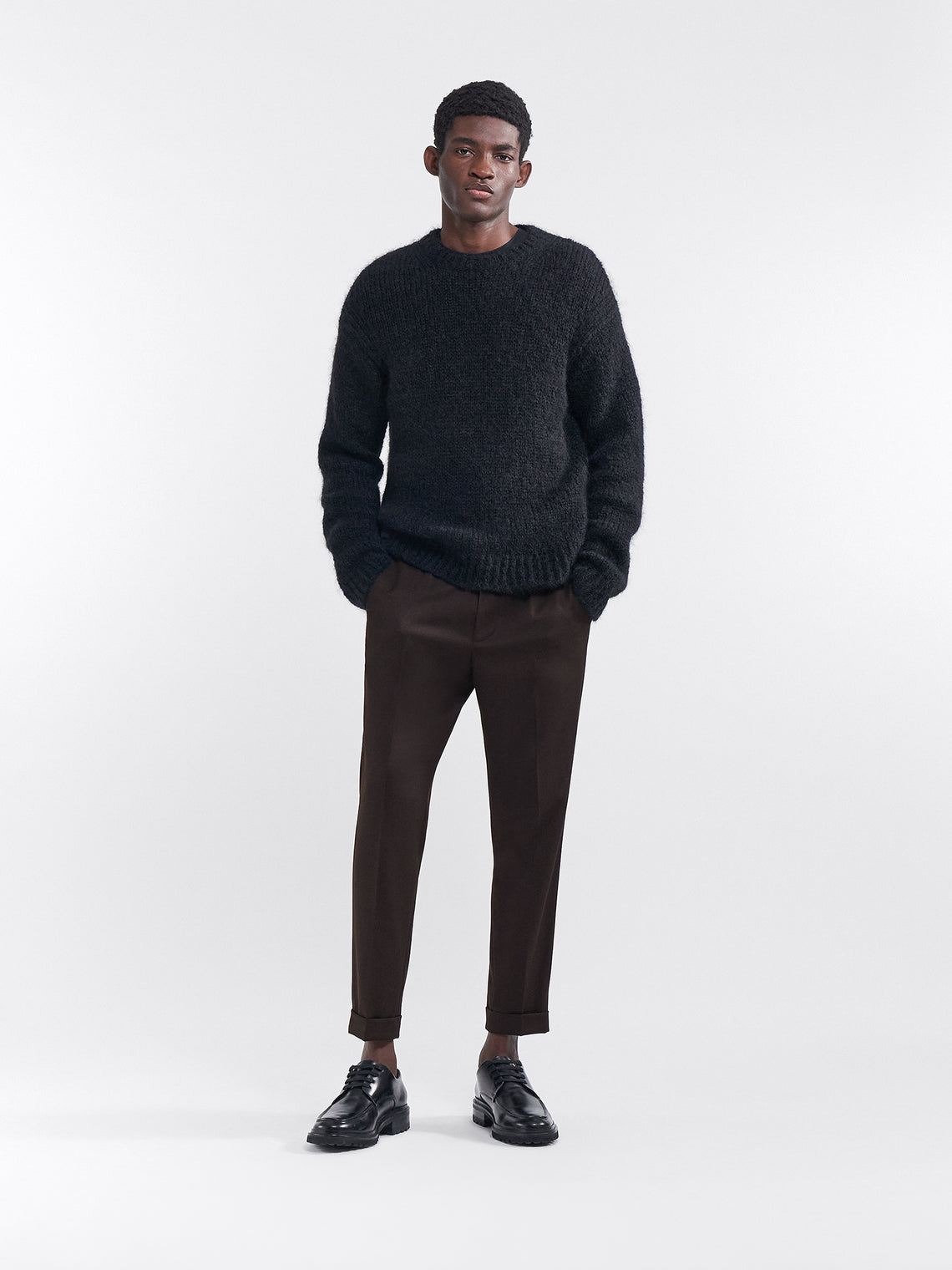 Terry Cropped Trouser | Dark Brown