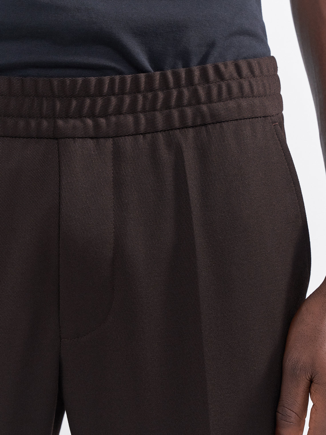 Terry Cropped Trouser | Dark Brown