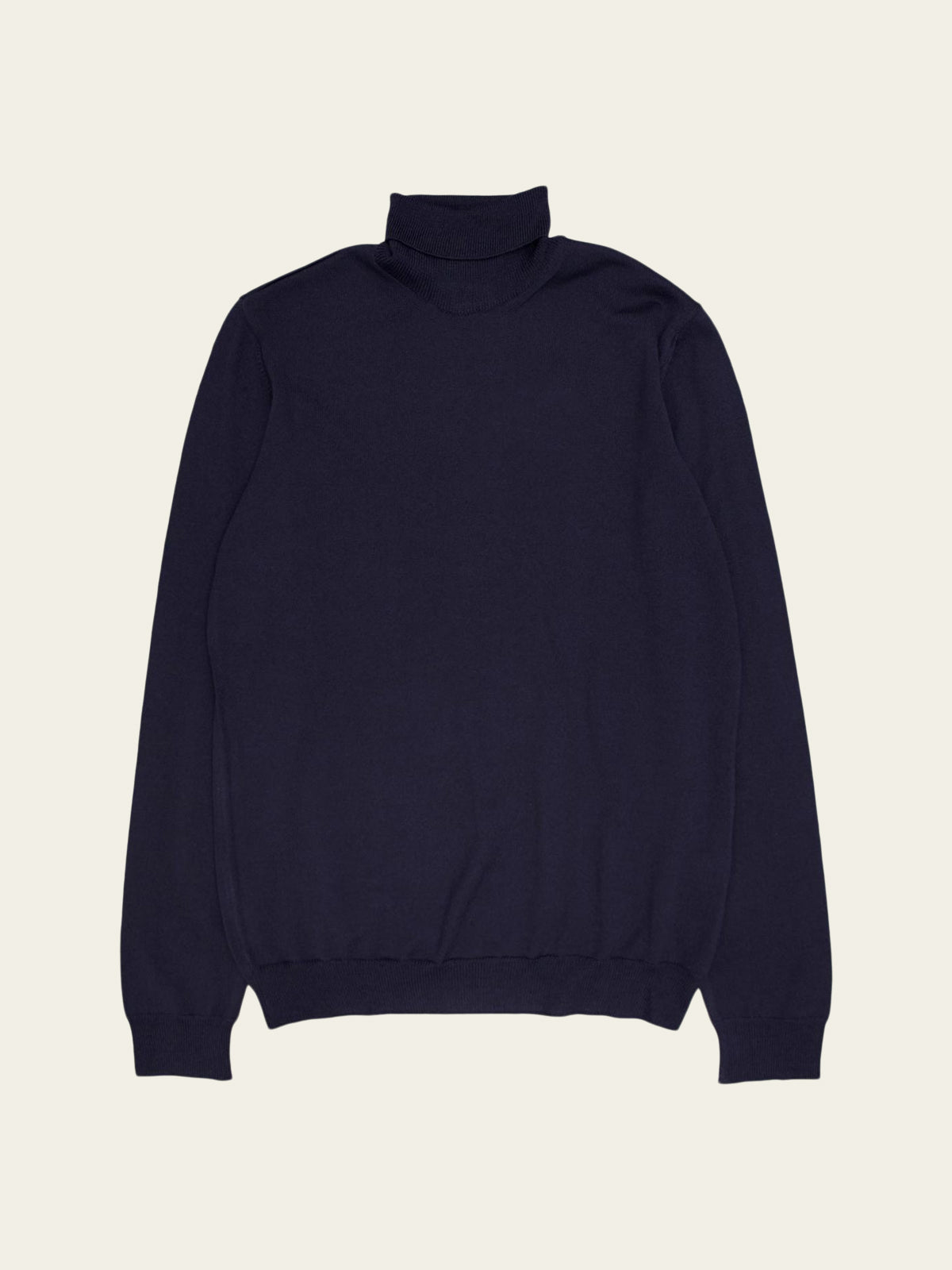 Extrafine Merino Roll Neck Knit | Navy Blue