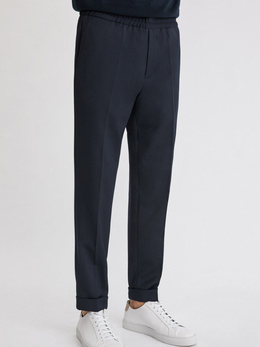 Terry Cropped Trouser | Navy