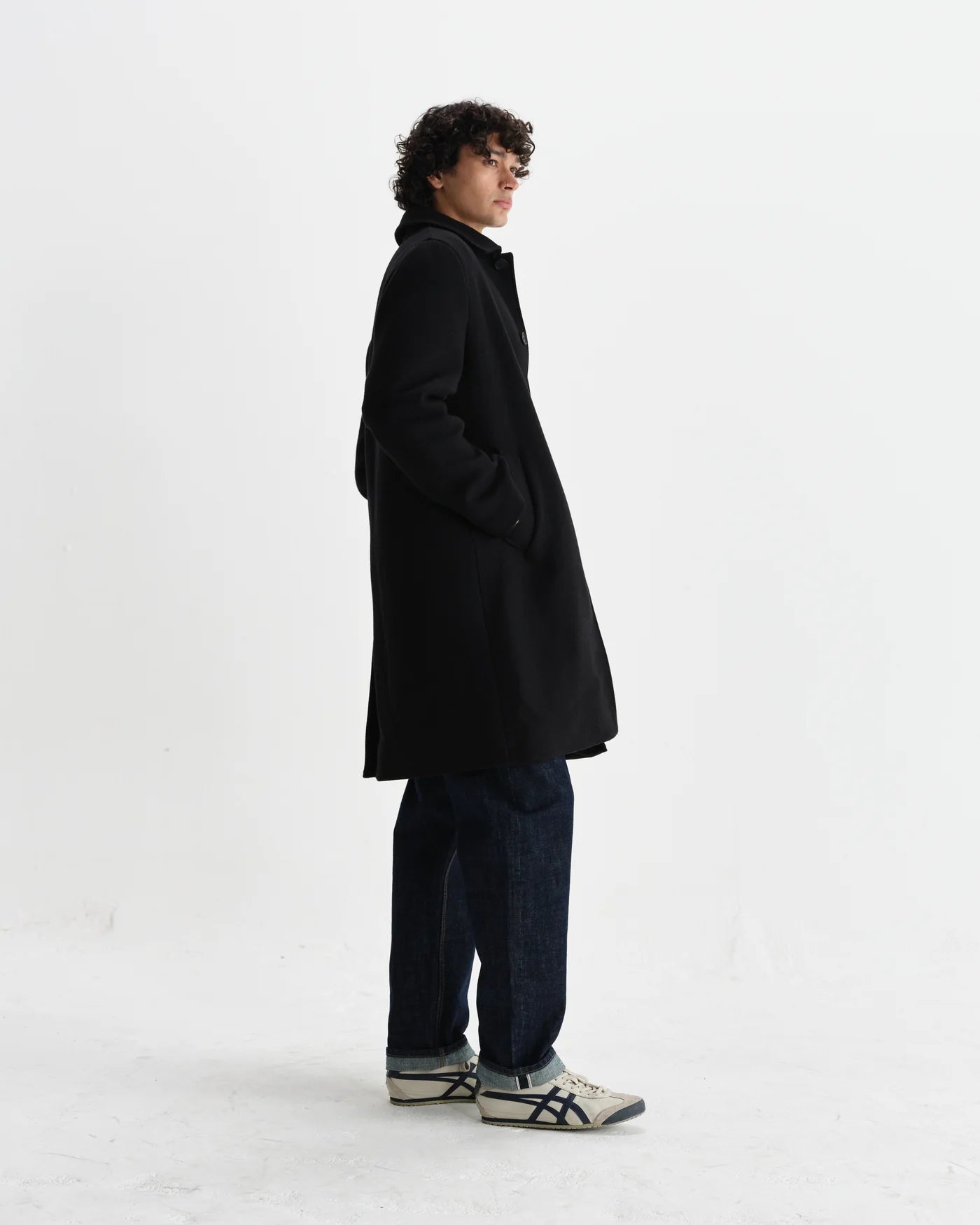 Stan Coat Plain Wool Twill | Black