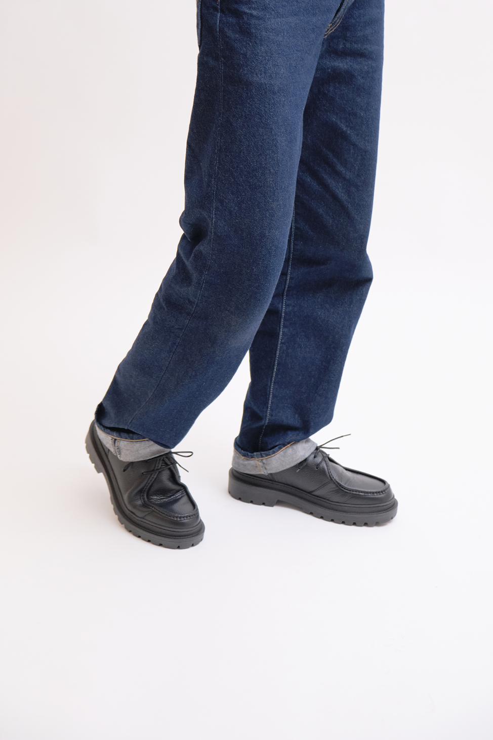 CHUNKY DECK Shoe | GRAINED LEATHER BLACK