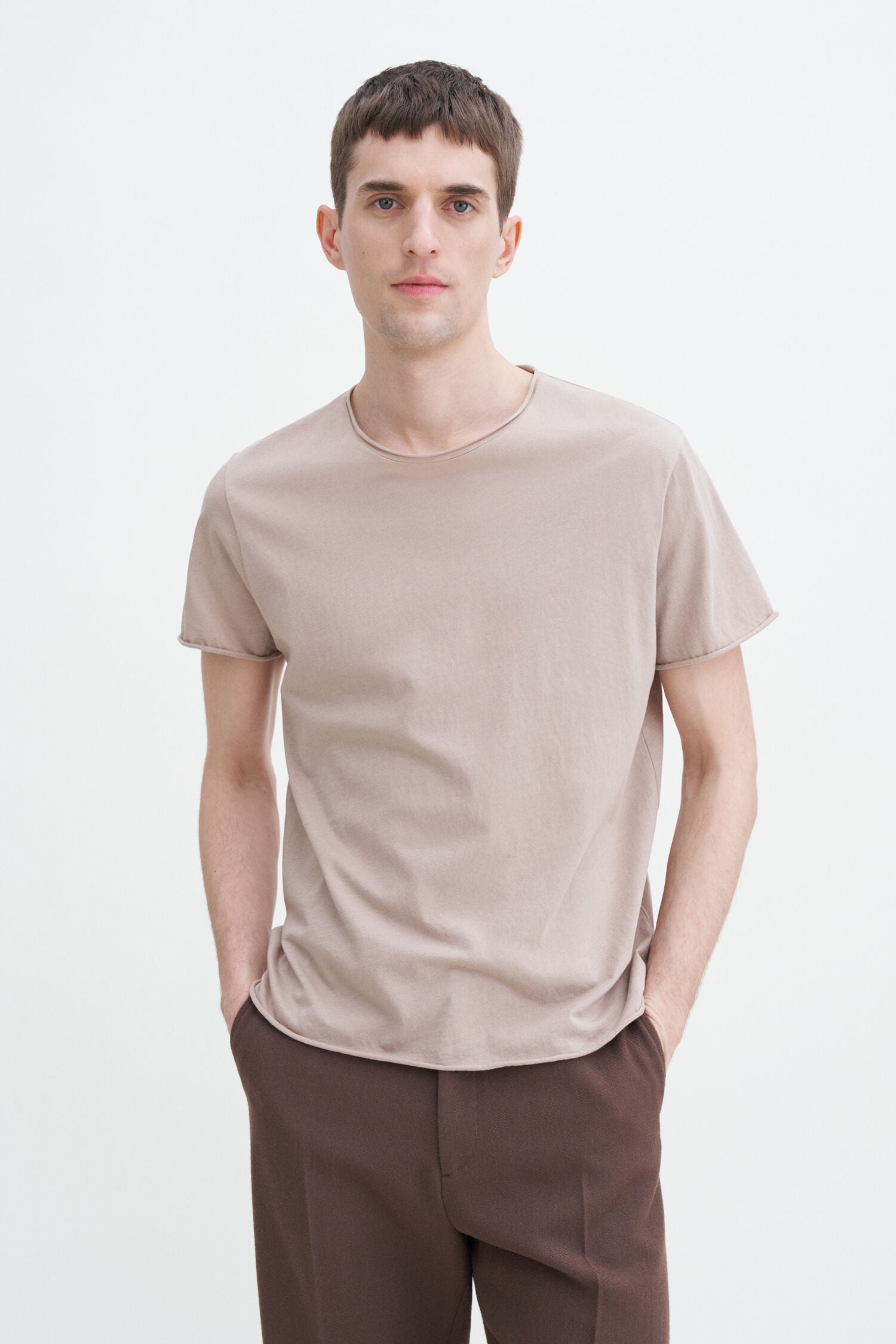 Roll Neck Tee | Faded Khaki