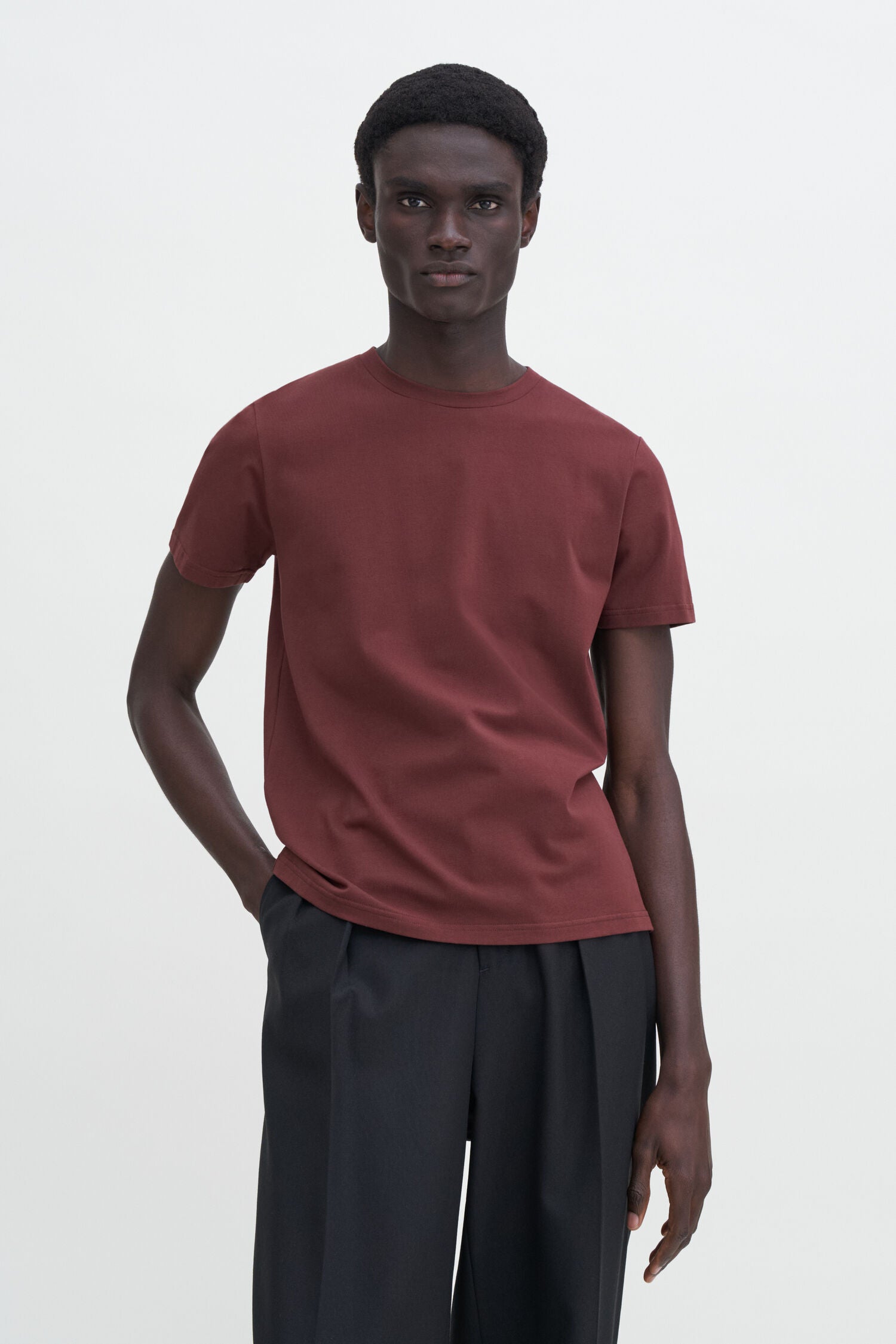 Stretch Cotton Tee | Mahogany Brown