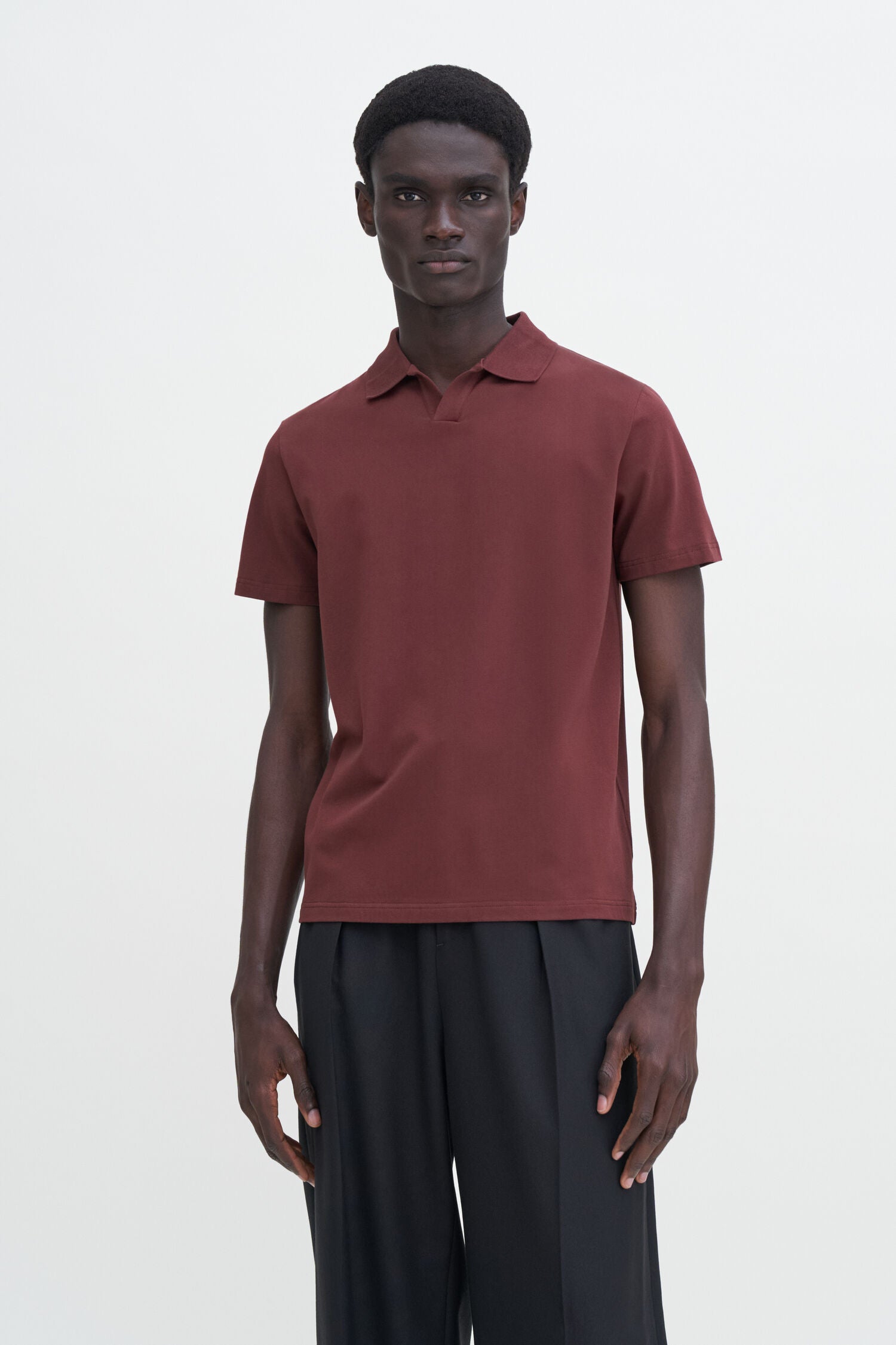 Stretch Cotton Polo T-shirt | Mahogany Brown