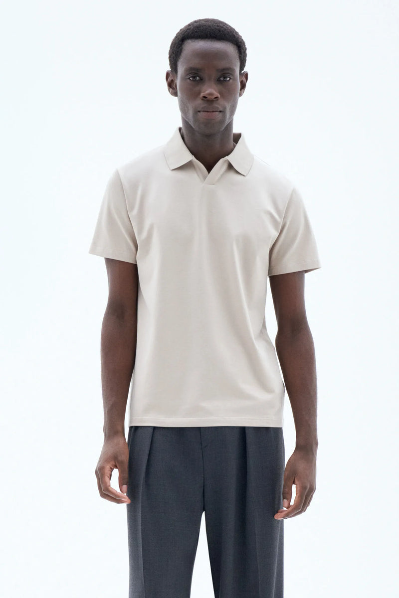 Stretch Cotton Polo T-Shirt | Light Taupe