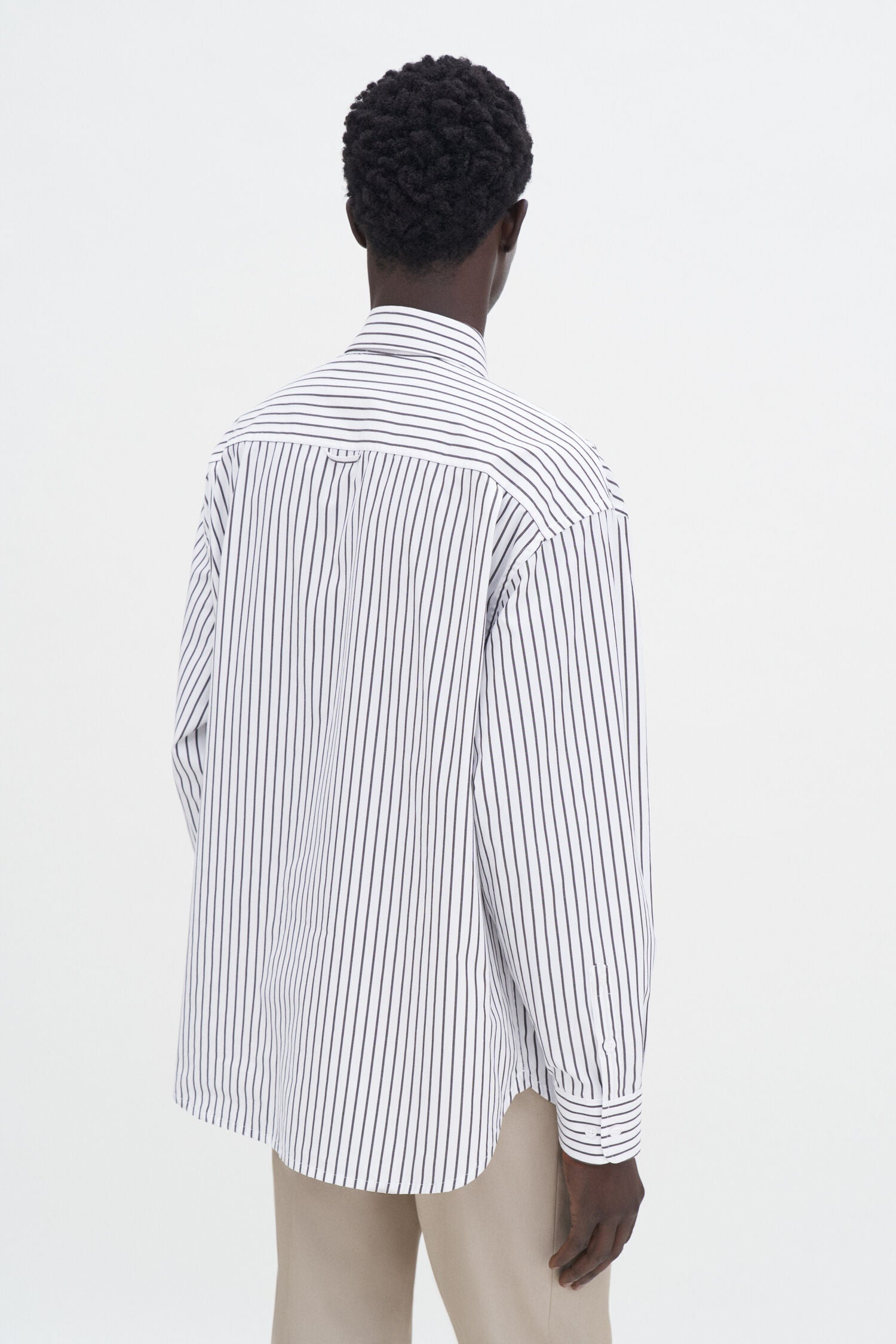 Striped Cotton Poplin Shirt | Coffee/White