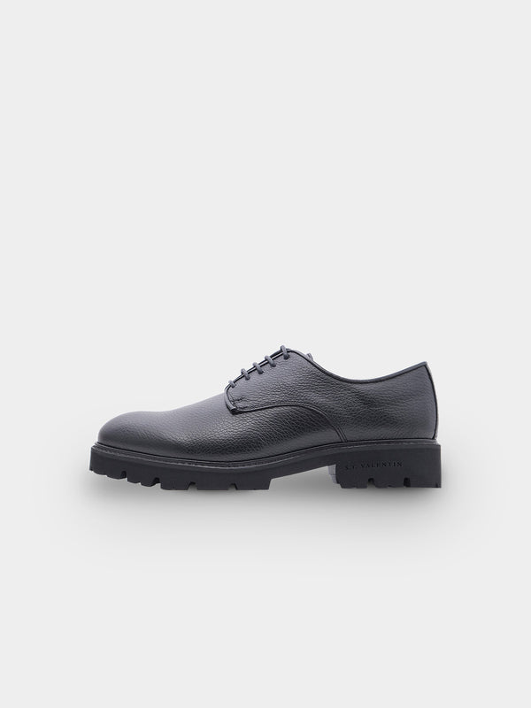 Lightweight Derby Shoe | Black Grained Leather