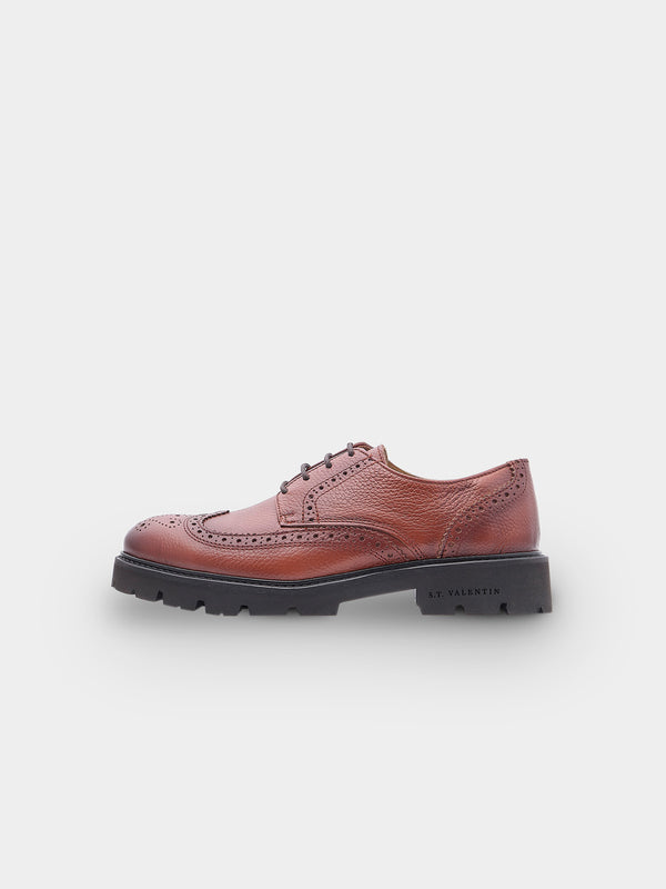 Klassisk brogue læder sko til herre i brun læder 
