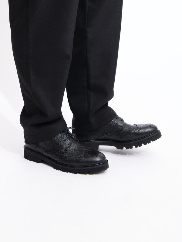 Lightweight derby sko til herre i sort læder 
