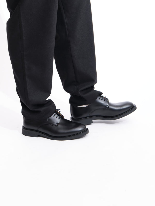 Classic Derby Shoe | Black Pull Up Leather