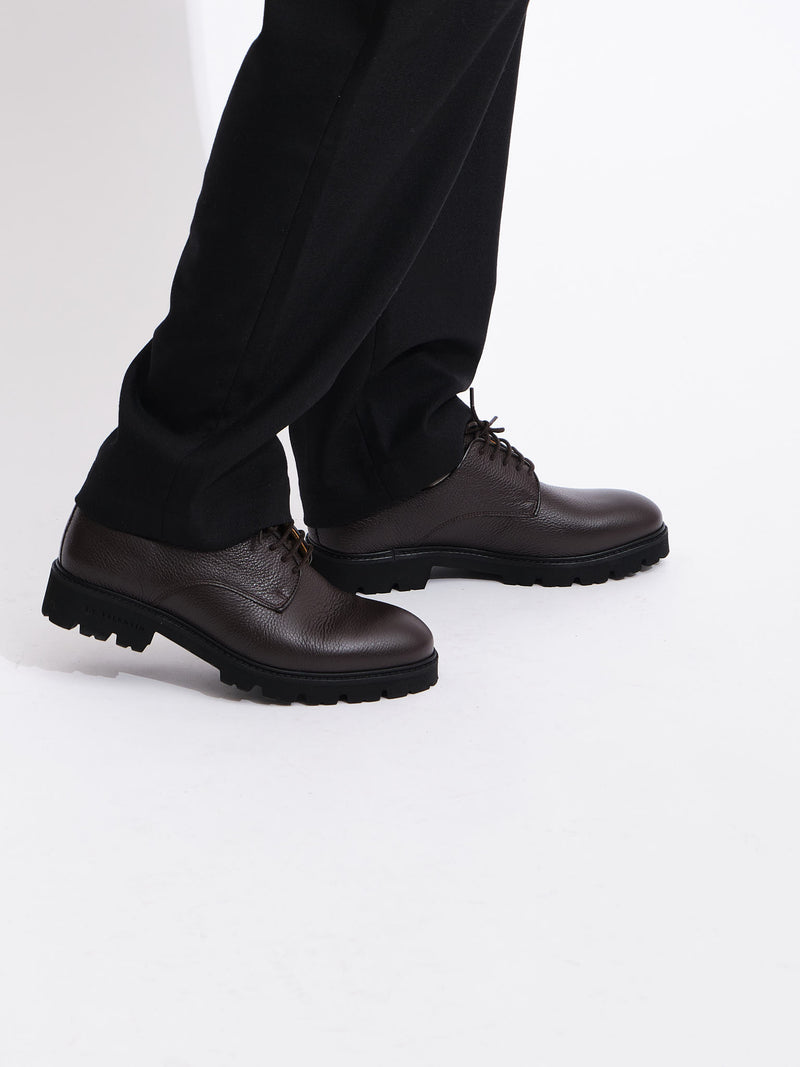 Lightweight Derby Shoe | Brown Grained Leather