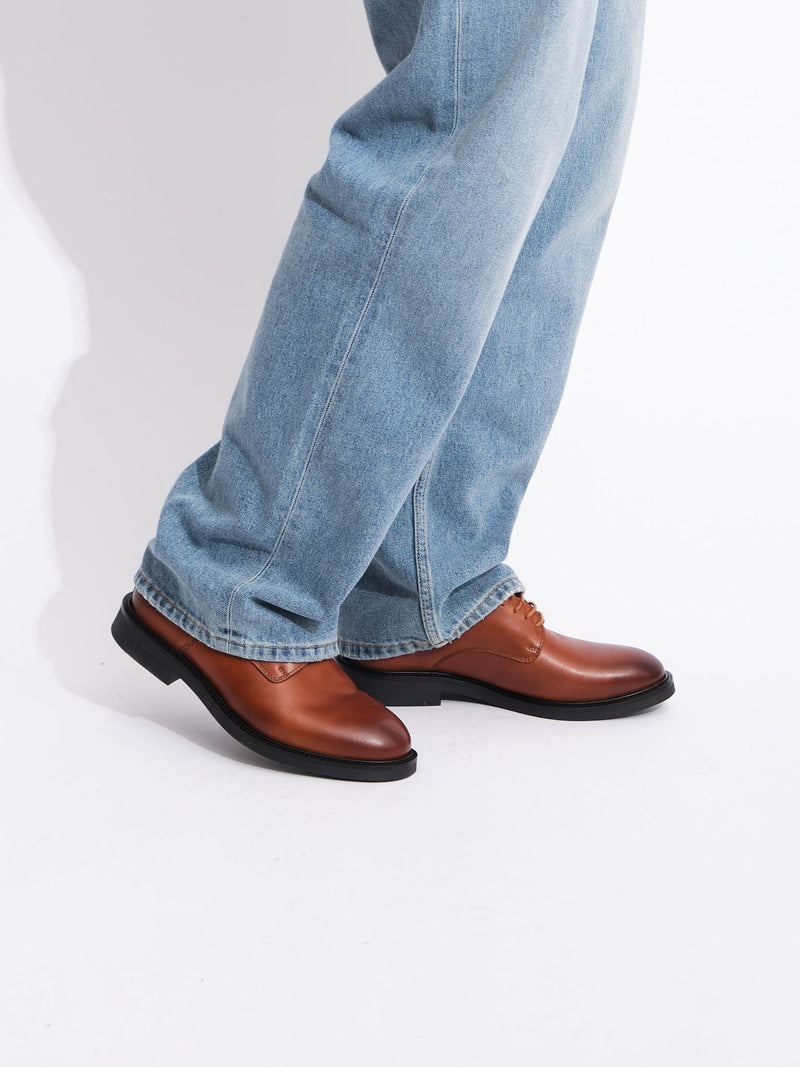 Classic Derby Shoe | Cognac Pull Up Leather