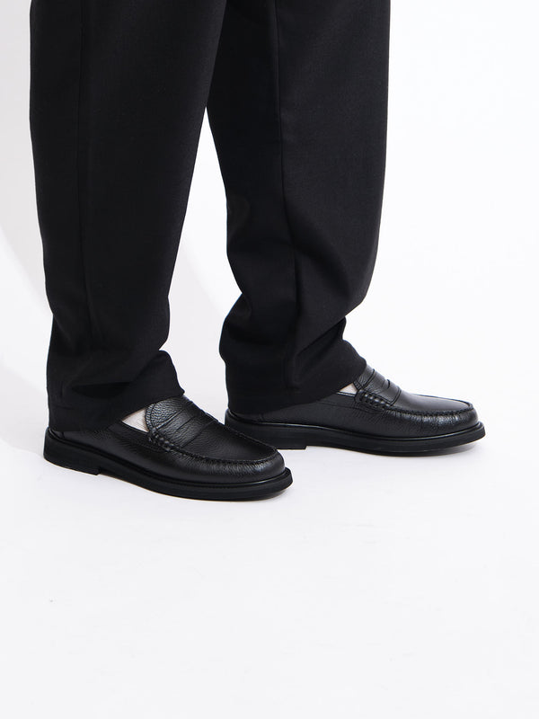 Klassisk loafer til herre i sort læder 