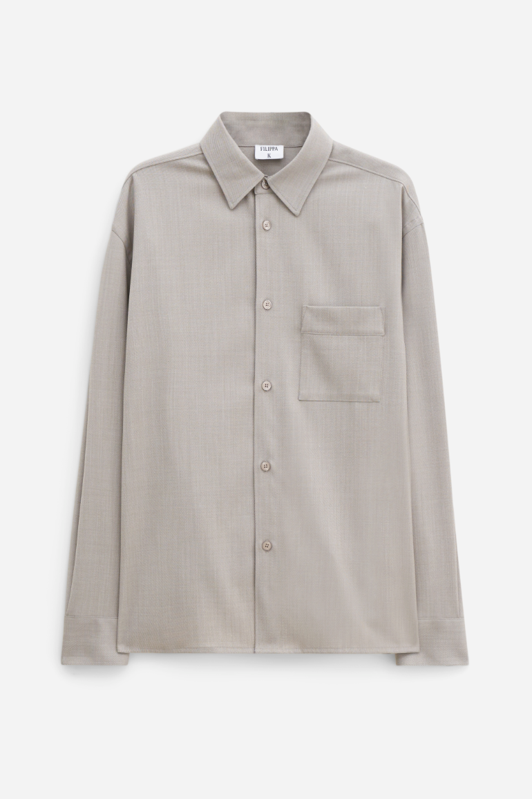 Wool Twill Shirt | Sage Melange