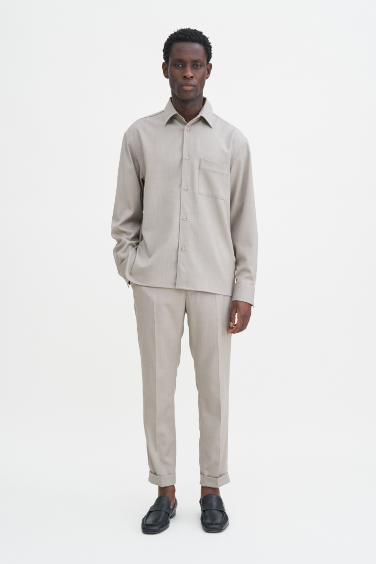 Wool Twill Shirt | Sage Melange