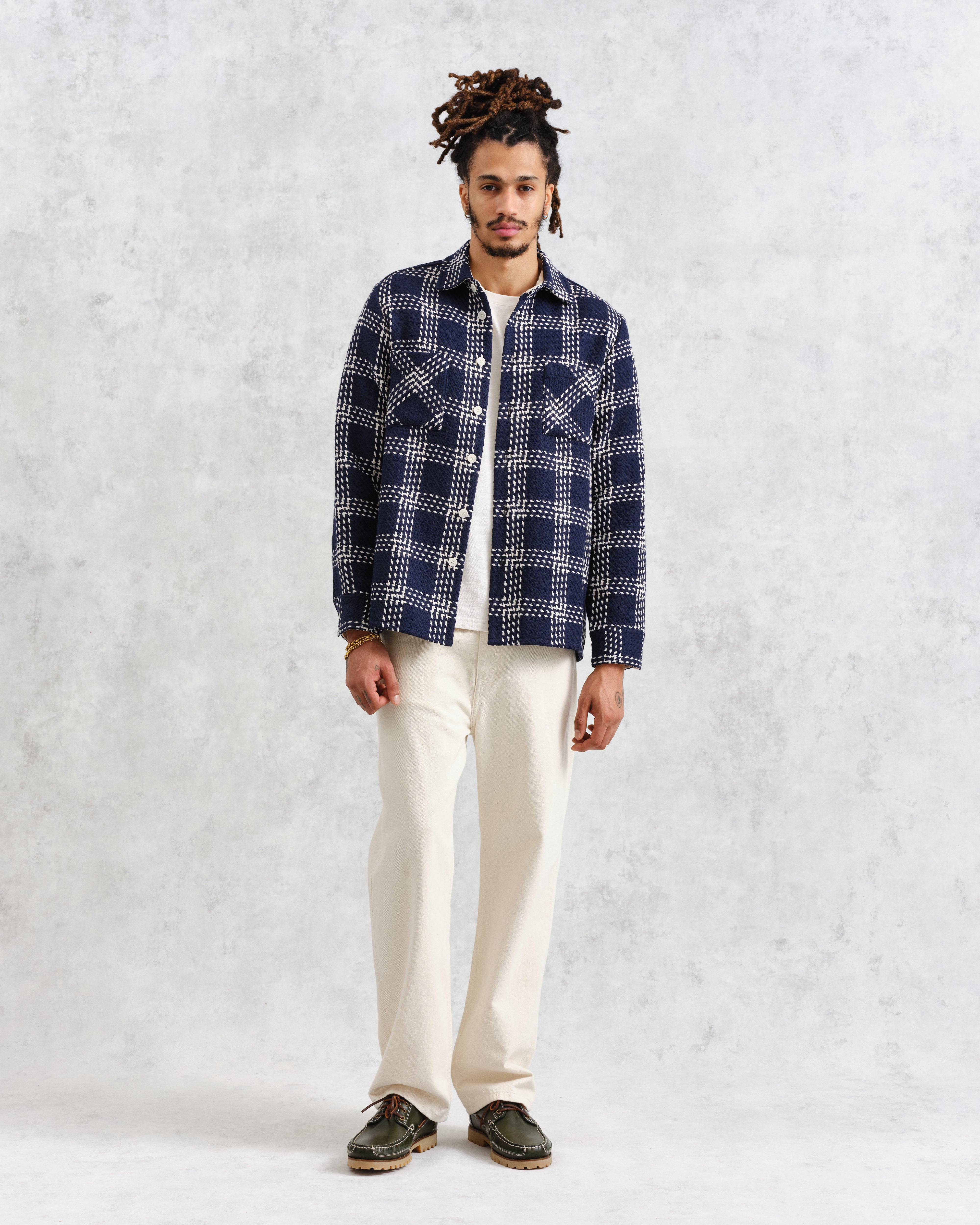 Whiting Overshirt Lattice Check | Navy