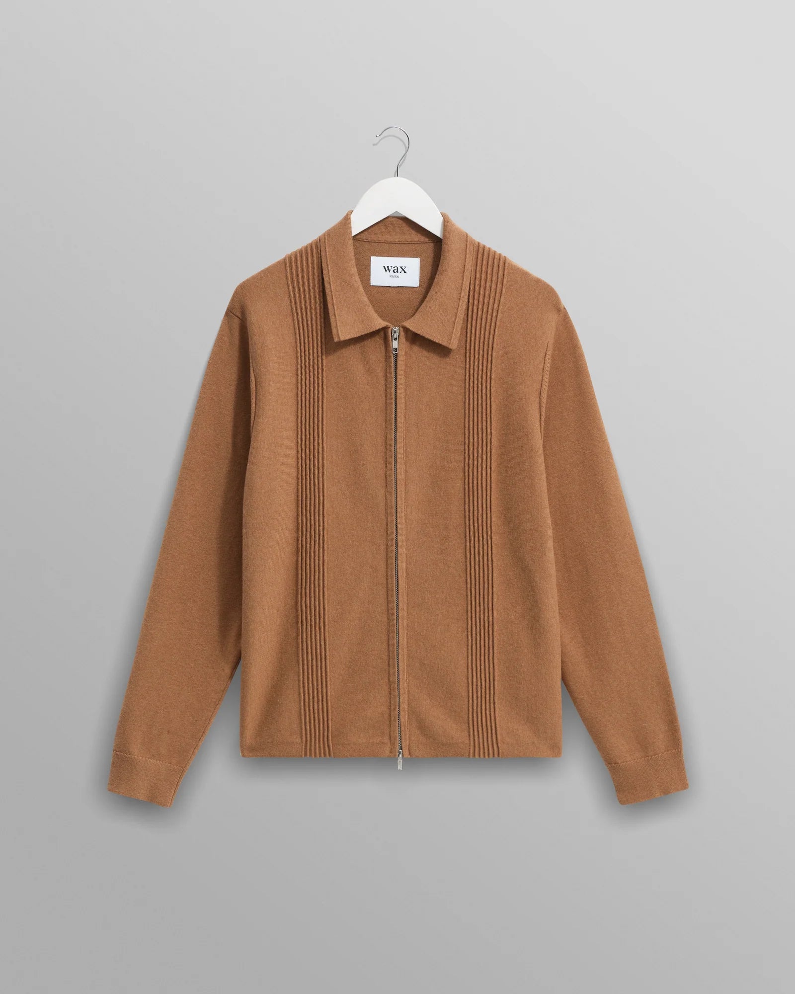 Lennox Zip Polo Milano Ripple Stripe | Camel