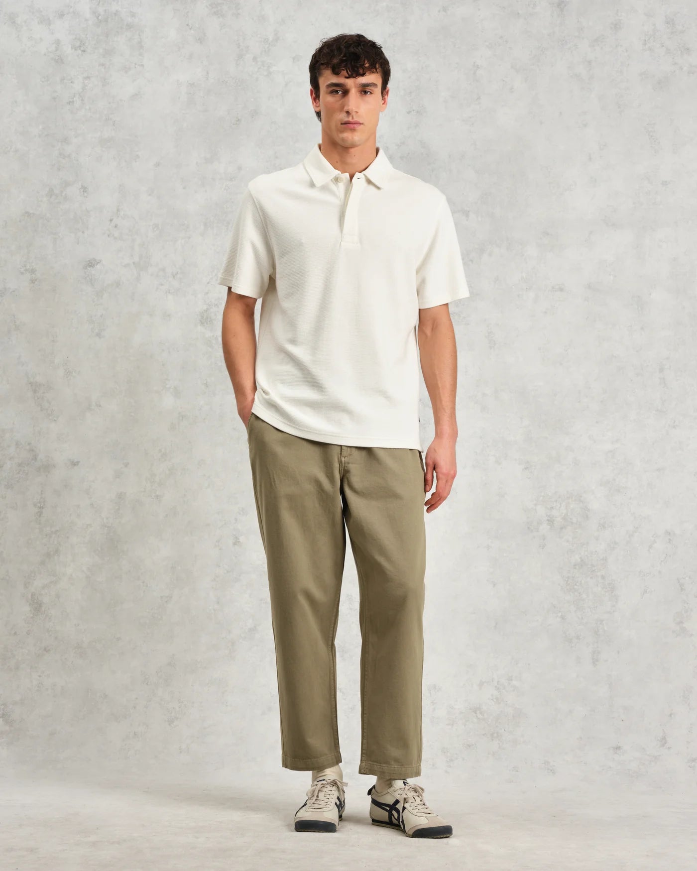 Shore SS Polo Mini Texture Ecru