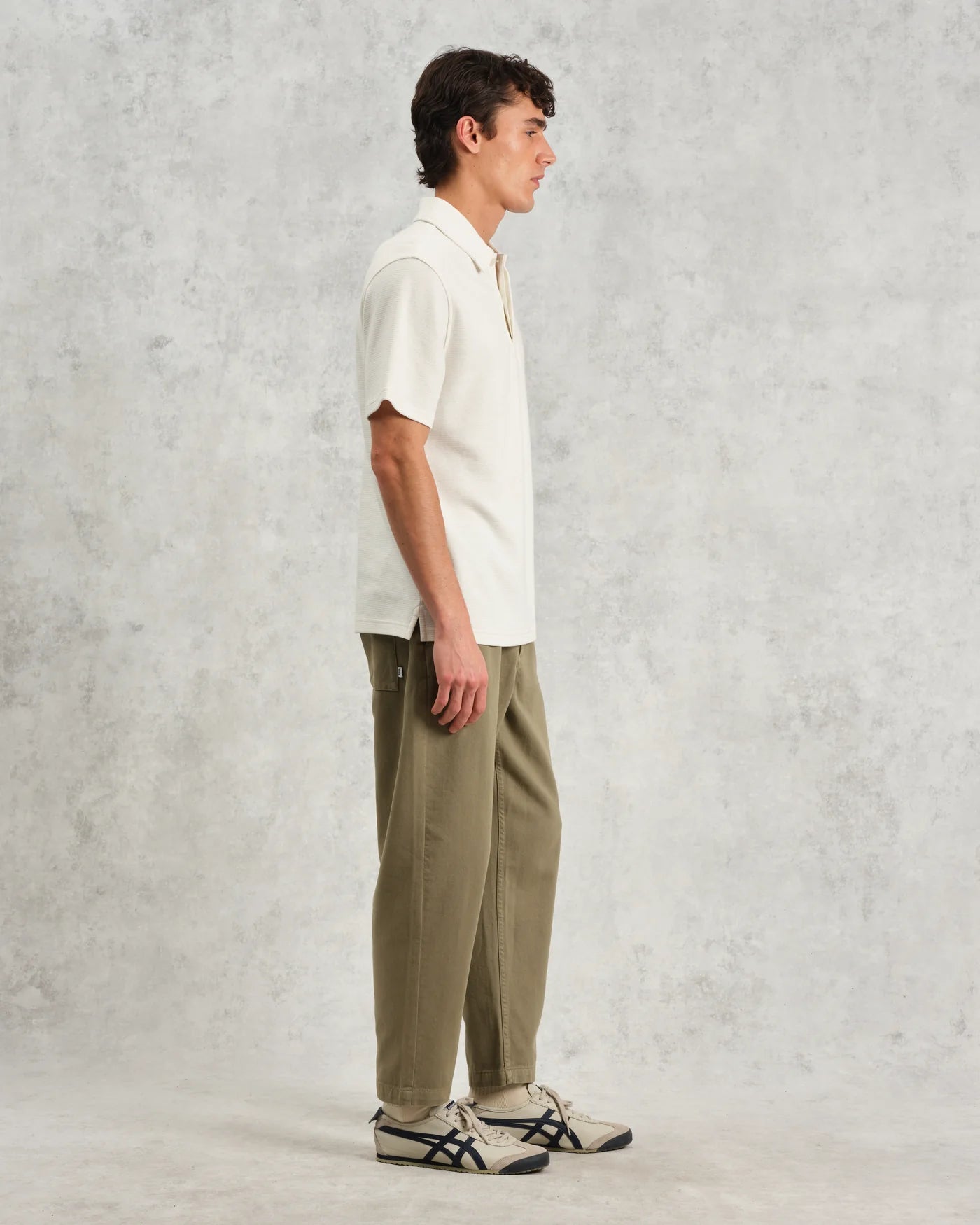 Shore SS Polo Mini Texture Ecru