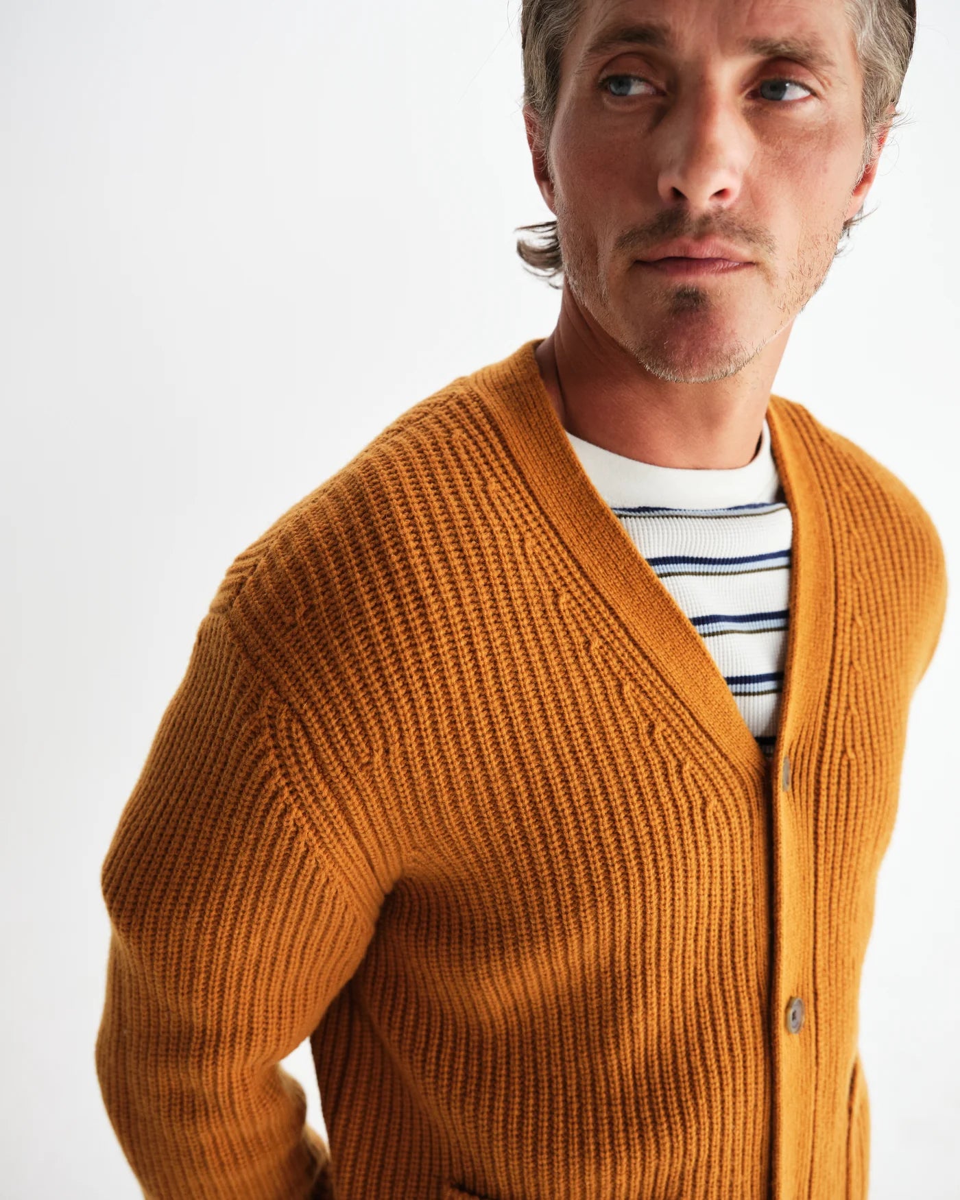 Walker Cardigan Rib Stitch | Ochre