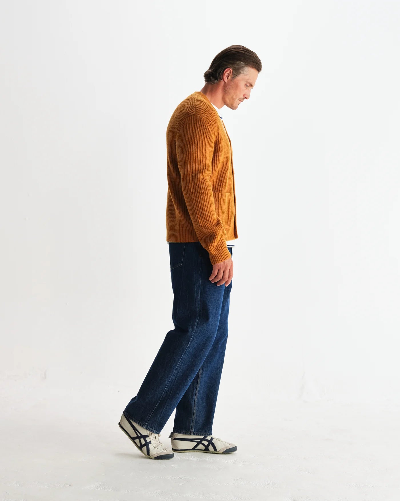 Walker Cardigan Rib Stitch | Ochre