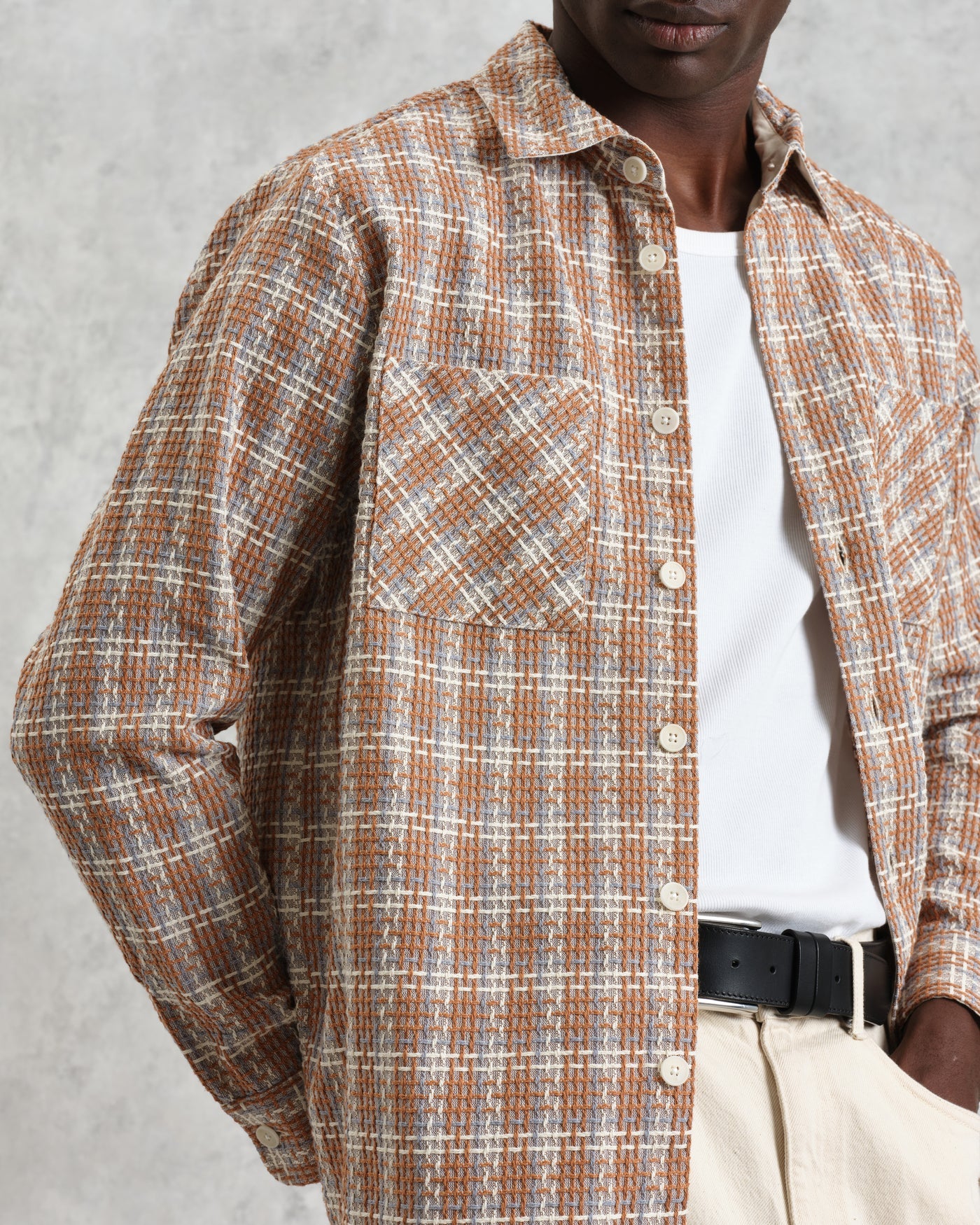 Whiting Overshirt Ladder Check Weave Tan / Multi