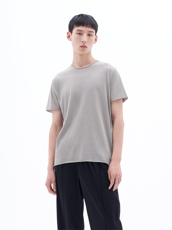 Roll Neck Tee | Oyster Grey
