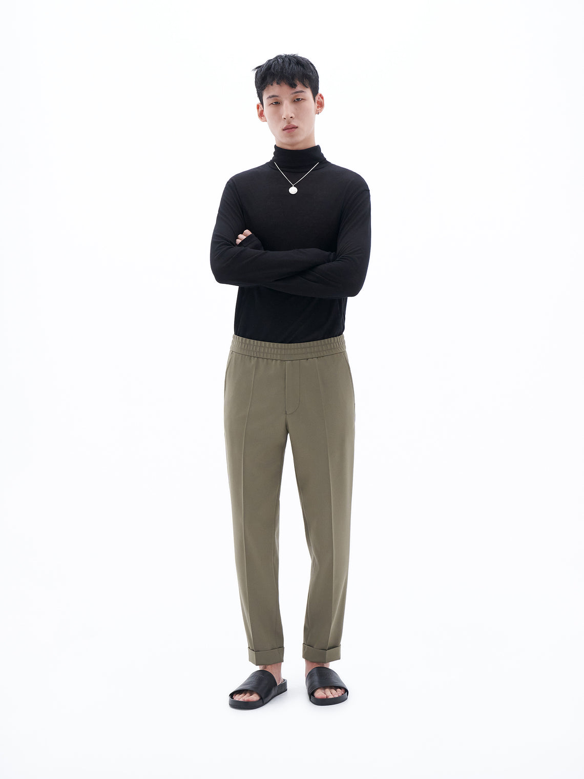 Terry Cropped Trouser | Khaki Green