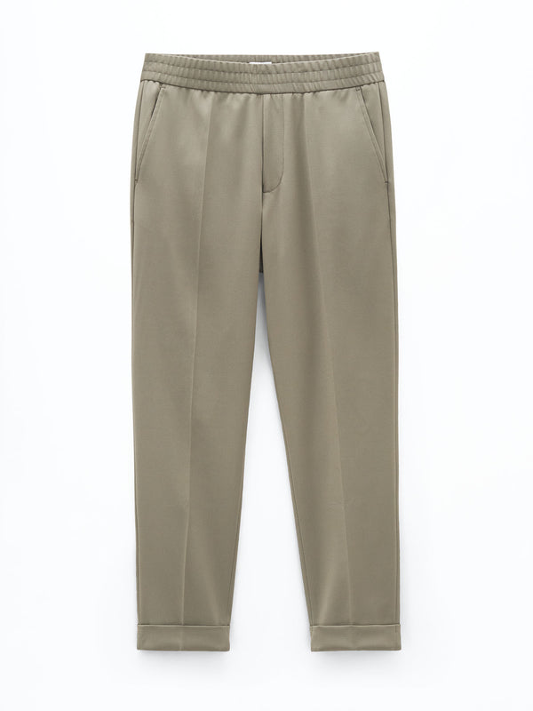 Terry Cropped Trouser | Khaki Green