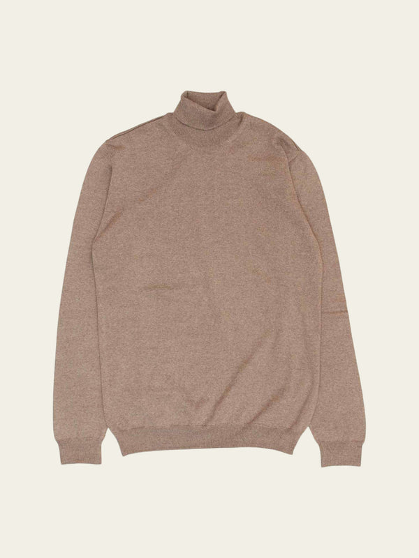 Extrafine Merino Roll Neck Knit | Taupe