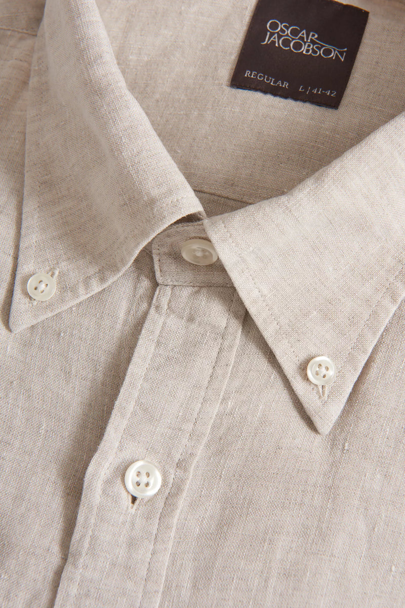 Button Down Linen Shirt | Beige