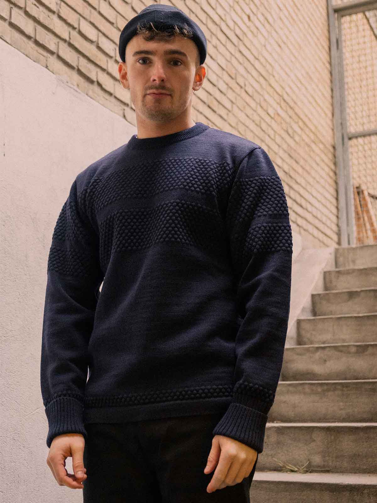 Fisherman Crew Knit | Dark Navy