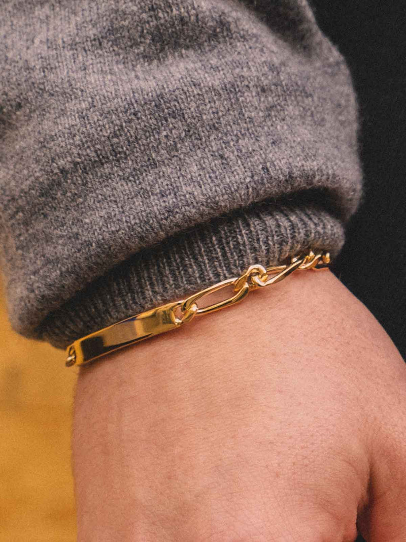 5.6 mm Figaro Identity Bracelets | Gold Plated