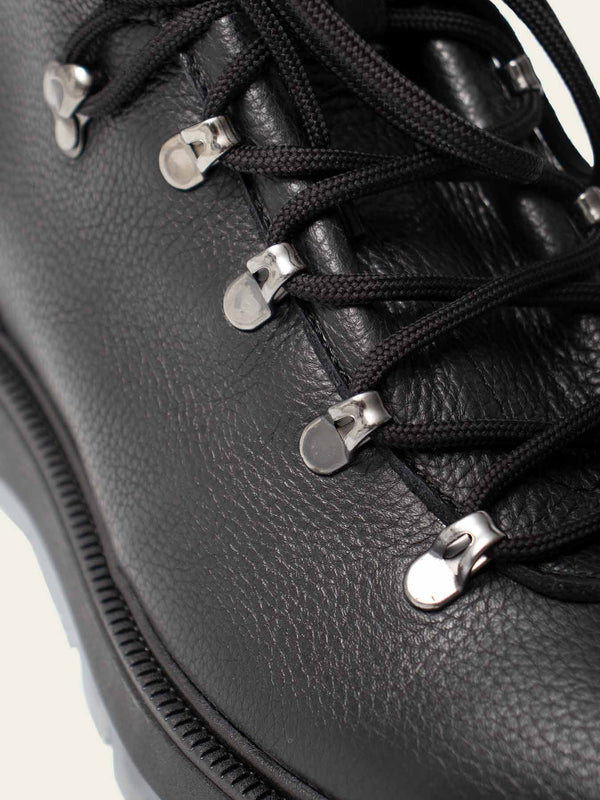 Hiking Boot | Black Grained Leather